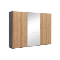 Goossens Kledingkast Easy Storage Ddk, Kledingkast 304 cm breed, 220 cm hoog, 4x draaideur en 2x spiegel draaideur midden - thumbnail