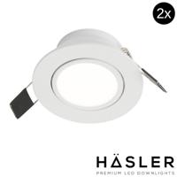 Inbouwspot Häsler Ancona Incl. Fase Aansnijding Dimbaar 8 cm 4 Watt Helder Wit RVS Set 2x - thumbnail