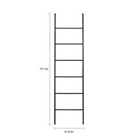 QUVIO Decoratie ladder - Decoratieve ladder - Handdoekladder - Wandrek - Kledingrek - Vrijstaand - Voor binnen - Decoratieve accessoires - Industrieel - Zwart - Metaal - 171 x 41,5 cm - thumbnail