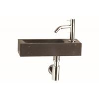 Differnz Luxor fonteinset natuursteen zwart kraan gebogen chroom 38 x 14 x 8 cm - thumbnail