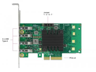Delock 89048 PCI Express x4-kaart naar 4 x externe USB 3.0 Quad Channel - Low Profile Form Factor