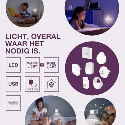 OSRAM HOMELIGHTING LUNETTA Wave White LED-nachtlamp met schemerschakelaar
