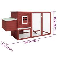 Kippenhok met nachthok hout rood - thumbnail