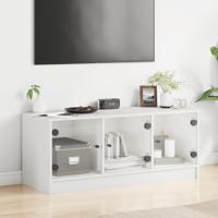 Tv-meubel met glazen deuren 102x37x42 cm wit - thumbnail