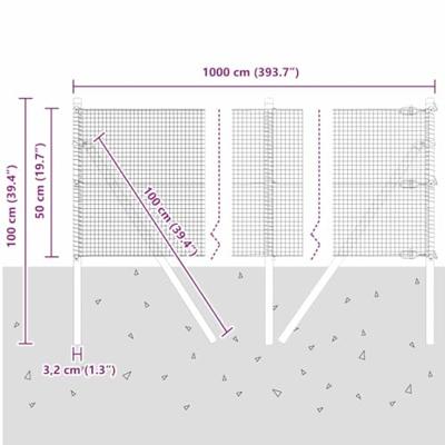 VidaXL Afrasteringspaal zilver 10 x 0,5 m (16 x 16 mm gaas) staal