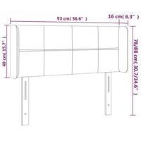 Hoofdbord met randen 93x16x78/88 cm stof donkerbruin - thumbnail