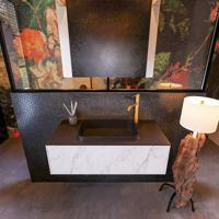 Badkamermeubelset Mondiaz Erin 100 cm met 1 Lade met RIDGE Wastafel Midden Urban met 1 kraangat Greeploos Mat Carrara - thumbnail