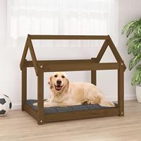 VidaXL Hondenmand 81x60x70 cm massief grenenhout honingbruin - thumbnail