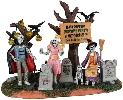 Lemax graveyard costume party tafereel Spooky Town 2022