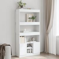 Hoge kast 92x33x180 cm bewerkt hout wit - thumbnail