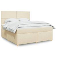 Boxspring met matras stof crèmekleurig 180x200 cm - thumbnail