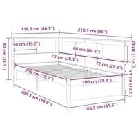 Bed met boekenkast zonder matras grenenhout wit 100x200 cm - thumbnail