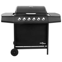 Gasbarbecue met 6 branders zwart - thumbnail