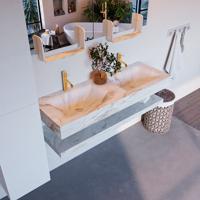 MONDIAZ ALAN-DLUX 130cm planchet Frappe. Vrijhangende wastafel CLOUD dubbel 2 kraangaten, kleur Frappe. - thumbnail