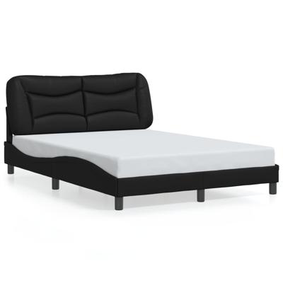 Bedframe met hoofdeind kunstleer zwart 140x190 cm - thumbnail