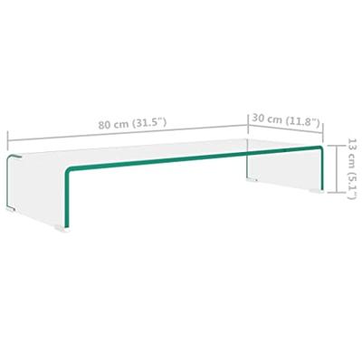 Tv-meubel/monitorverhoger transparant 80x30x13 cm glas