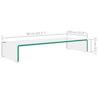 Tv-meubel/monitorverhoger transparant 80x30x13 cm glas - thumbnail