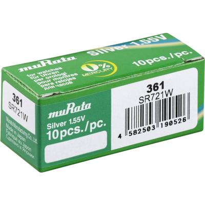Murata SR721W-PBWW knoopcel 361 zilveroxide 25 mAh 1,55 V 10 stuks