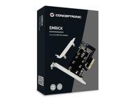 Conceptronic EMRICK 2-in-1-M.2-SSD-PCIe-Adapter SATA AHCI NVMe PCI Express kaart PCIe - thumbnail