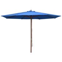 VidaXL Parasol met houten paal 350 cm blauw - thumbnail