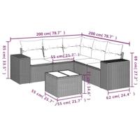 6-delige Loungeset met kussens poly rattan grijs - thumbnail