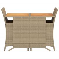 3-delige Bistroset met kussens poly rattan beige - thumbnail