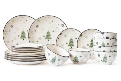 Cookinglife Serviesset - Kerstservies - Aardewerk - Groen 18-delig / 6 personen Cookinglife Serviesset - Kerstservies - Aardewerk - Groen 18-delig / 6 personen