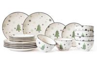 Cookinglife Serviesset - Kerstservies - Aardewerk - Groen 18-delig / 6 personen - thumbnail