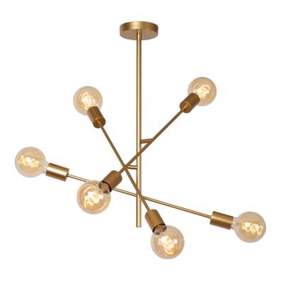 Lucide LESTER - Plafonnière - 6xE27 - Mat Goud / Messing