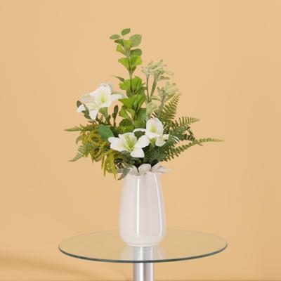 Handgebonden Kunstboeket Vivienne Madrid Wit 45cm