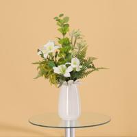 Handgebonden Kunstboeket Vivienne Madrid Wit 45cm - thumbnail