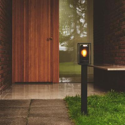 Tuinlamp staand zwart met smokeglas & E27 &apos;Griffin&apos; 80cm