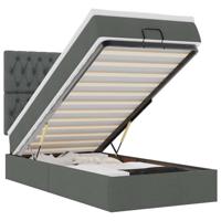 Ottoman bed met matras 100x200cm stof donkergrijs - thumbnail