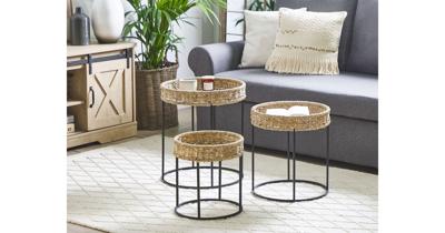 Beliani Tomoka Bijzettafel Set Van 3 Zeewier 45 X 45 Cm Beliani Tomoka Bijzettafel Set Van 3 Zeewier 45 X 45 Cm