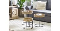 Beliani Tomoka Bijzettafel Set Van 3 Zeewier 45 X 45 Cm - thumbnail