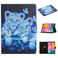 Voor Samsung Galaxy Tab A 10.1 (2019) T510 Gekleurd tekenpatroon Horizontaal Flip Lederen hoes met Holder & Card Slots(Tiger) - thumbnail