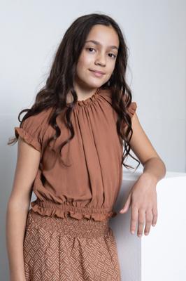 LEVV Girls top Marina met ruches roestbruin LEVV Girls top Marina met ruches roestbruin