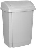 OFFICE products vuilbak, met swing deksel, 15 l, grijs - thumbnail