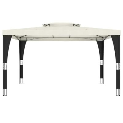 Prieel met dubbel dak 3,98x2,98 m staal crmekleurig Prieel met dubbel dak 3,98x2,98 m staal crmekleurig