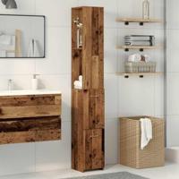 Badkamerkast 25x25x170 cm bewerkt hout oud houtkleurig - thumbnail