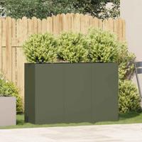 VidaXL Plantenbak 120x40x80 cm koudgewalst staal olijfgroen - thumbnail