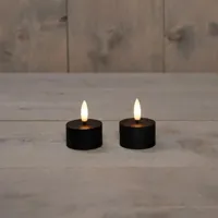 Theelicht wax led 3d vlam op batterij met timer 2 stuks d4h5 cm zwart Anna's Collection - Annas collection - thumbnail