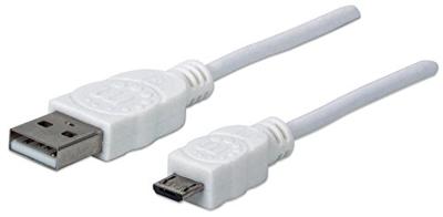 Manhattan 324069 USB-kabel USB 2.0 USB-A stekker, USB-micro-B stekker 1.80 m Wit UL gecertificeerd Manhattan 324069 USB-kabel USB 2.0 USB-A stekker, USB-micro-B stekker 1.80 m Wit UL gecertificeerd