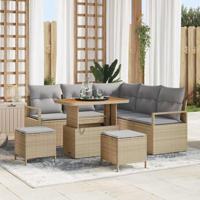 Tuinbankenset met kussen 8 pcs Beige poly rattan - thumbnail