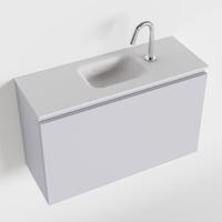 MONDIAZ OLAN 80cm toiletmeubel cale. LEX wastafel talc midden 1 kraangat - thumbnail