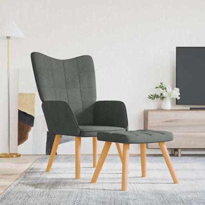 Relaxstoel met voetenbank stof donkergrijs Relaxstoel met voetenbank stof donkergrijs