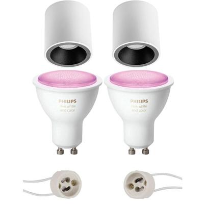 Philips Hue Opbouwspot Set GU10 Mat Wit/Zwart Ø90mm - White and Color Ambiance Bluetooth