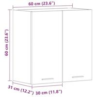 Wandkast hangend 60x31x60 cm bewerkt hout grijs sonoma eiken - thumbnail