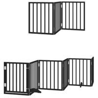 Hondenhek inklapbaar 12 panelen 600 cm populierenhout zwart - thumbnail
