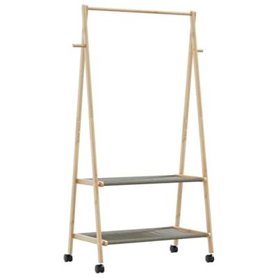 VidaXL Kledingrek met schappen en wielen 96x45,5x155,5 cm bamboe VidaXL Kledingrek met schappen en wielen 96x45,5x155,5 cm bamboe